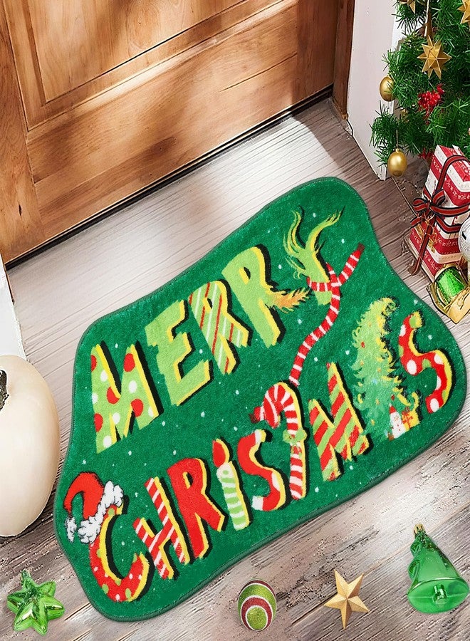 Vynium 2026 Christmas Bathroom Rug, Green Non-Slip Christmas Bath Mat - Super Soft Absorbent Holiday Decor for Bathroom, Kitchen, Sink - 14x25 Inch (14x25) - Image 2